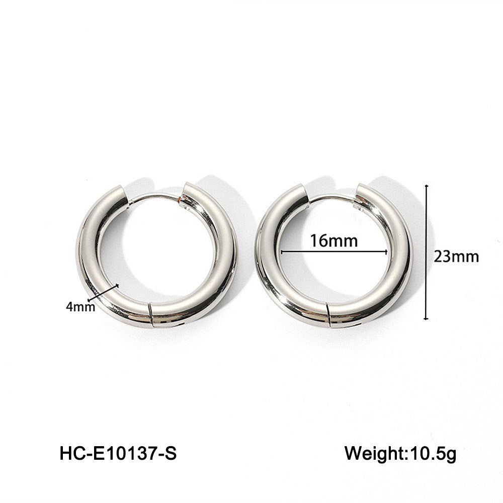 INS-Inspired Geometric Hoop Earrings in Titanium Steel with 18K Gold Plating for Women