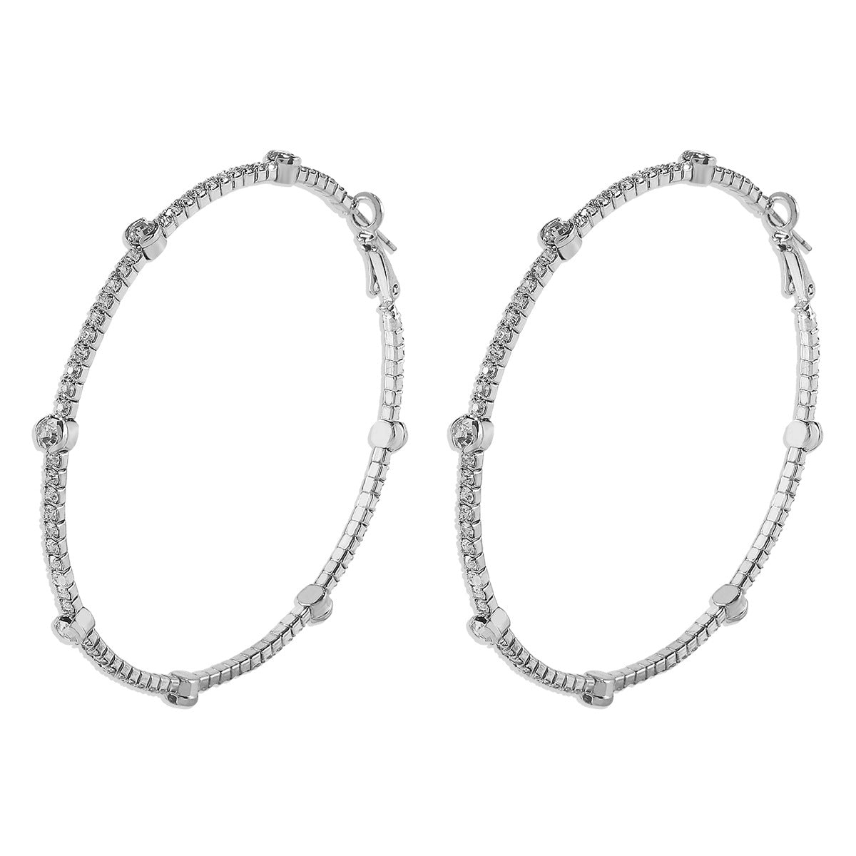 Pendientes de Aro Edgy Geométricos Circulares de Aleación con Incrustaciones de Pedrería y Baño de Oro para Mujer