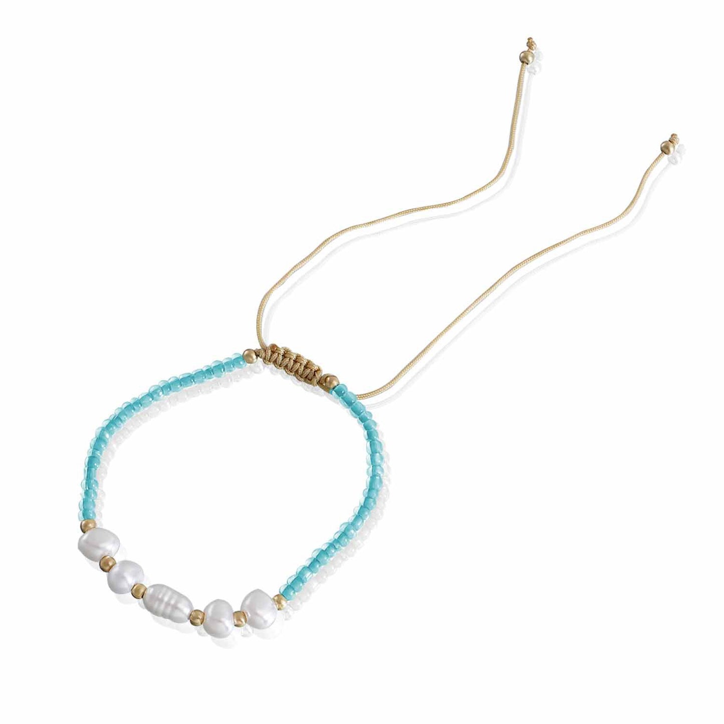 Adjustable Geometric Alloy Bracelet for Women with Imitation Pearls and Colorful Transparent Beads
