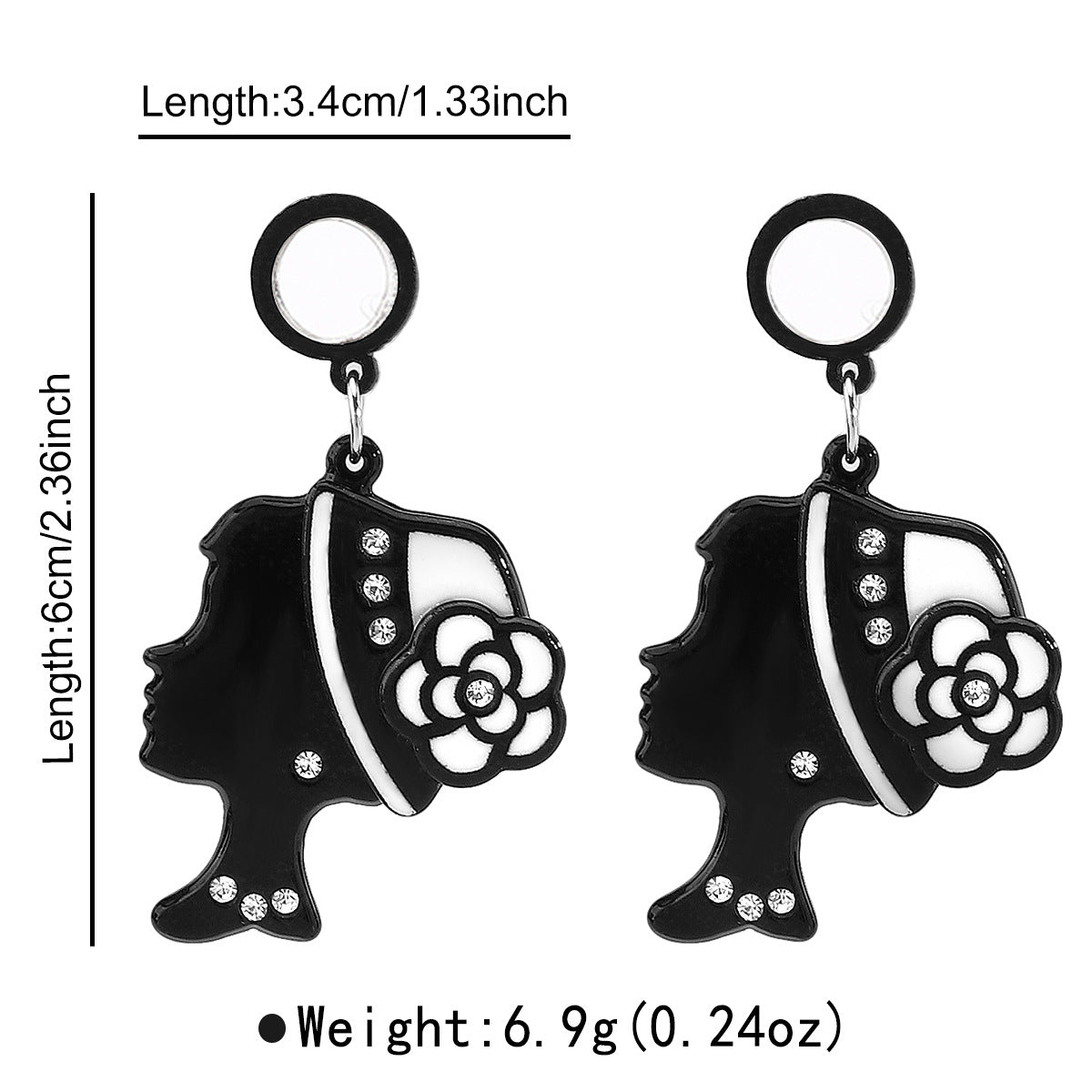 Cute Floral Acetate Stud Earrings with Camellia Design for Women