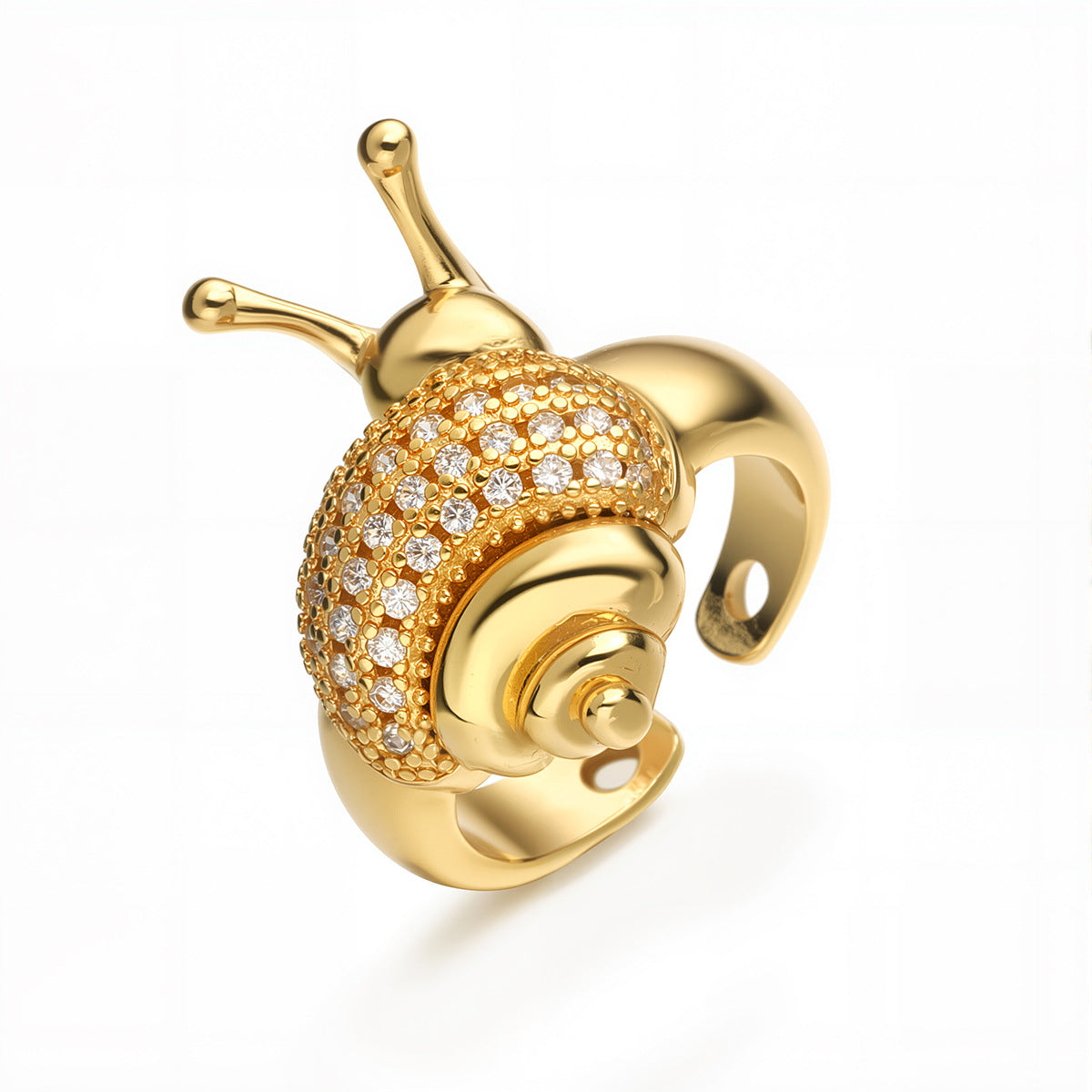 Minimalist Geometric Plated Brass Snail Shell Open Ring for Women
