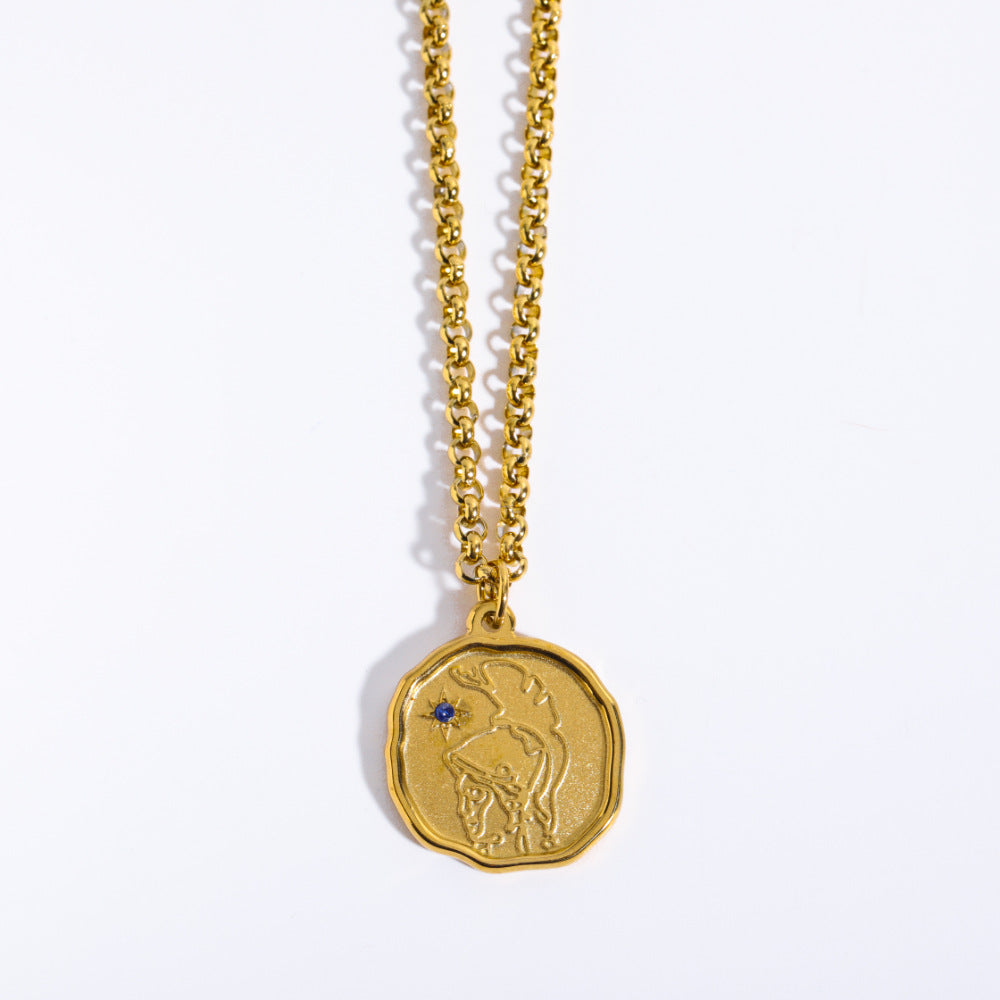 Collar con colgante retro de mitología nórdica y griega para mujer con diseño de Atenea y Medusa en acero inoxidable con acabado chapado en cadena tipo O