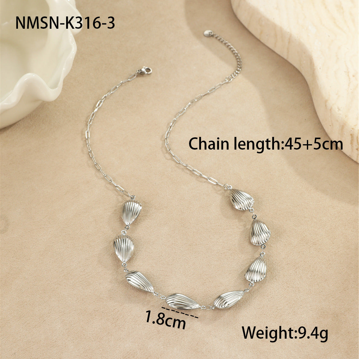Collar con colgante de estrella de mar y concha marina minimalista de moda en acero inoxidable con acabado chapado para mujer