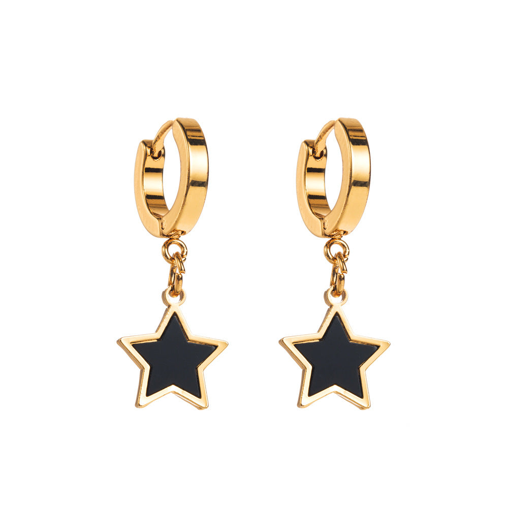 Pendientes geométricos de acero inoxidable con forma de corazón, cruz y estrella, de inspiración vintage, dulces y atrevidos para mujer
