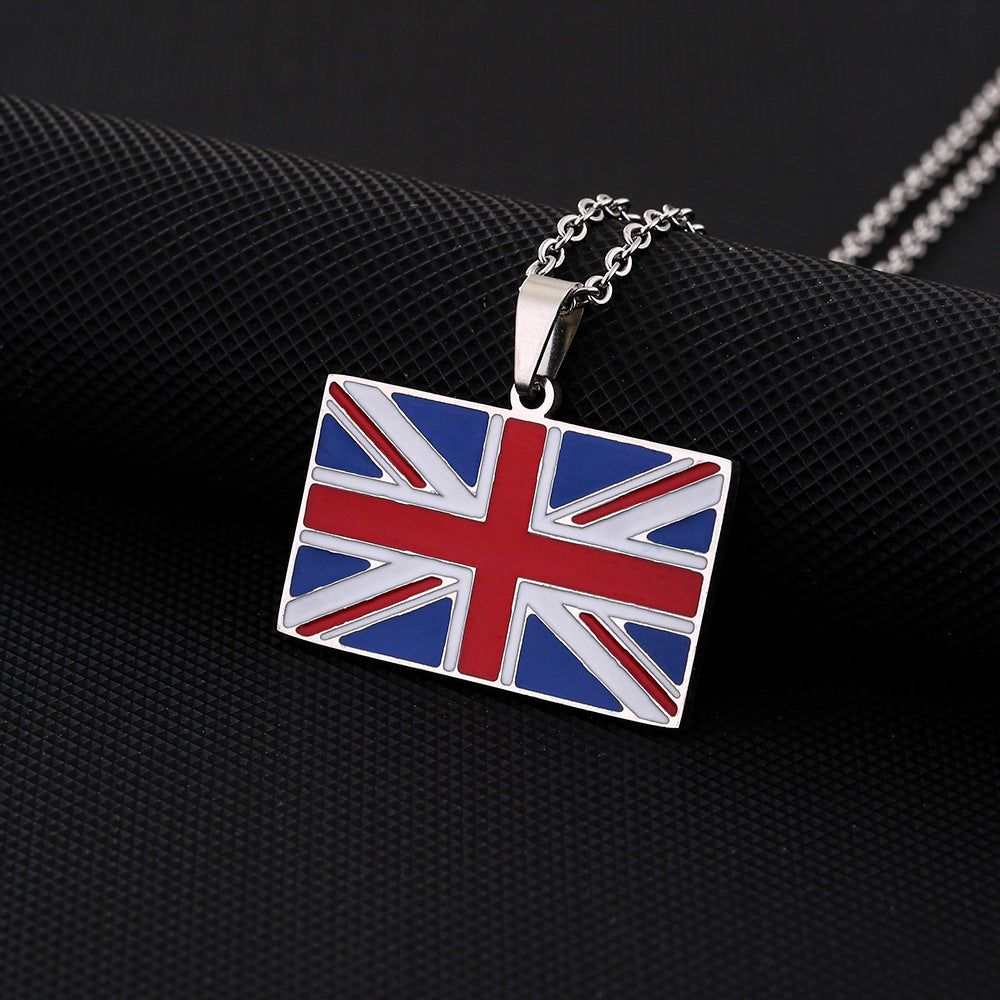 Collar con colgante de esmalte rectangular minimalista en acero inoxidable con cadena tipo O para unisex