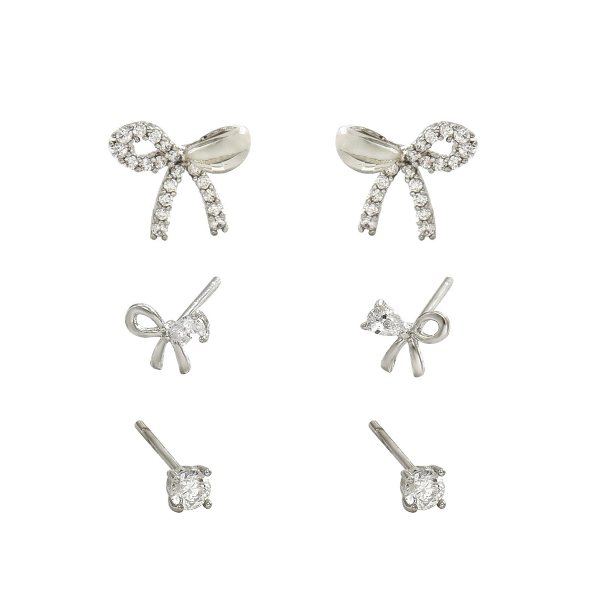 Pendientes minimalistas de cobre con forma de lazo y circonita incrustada para mujer, diseño geométrico asimétrico