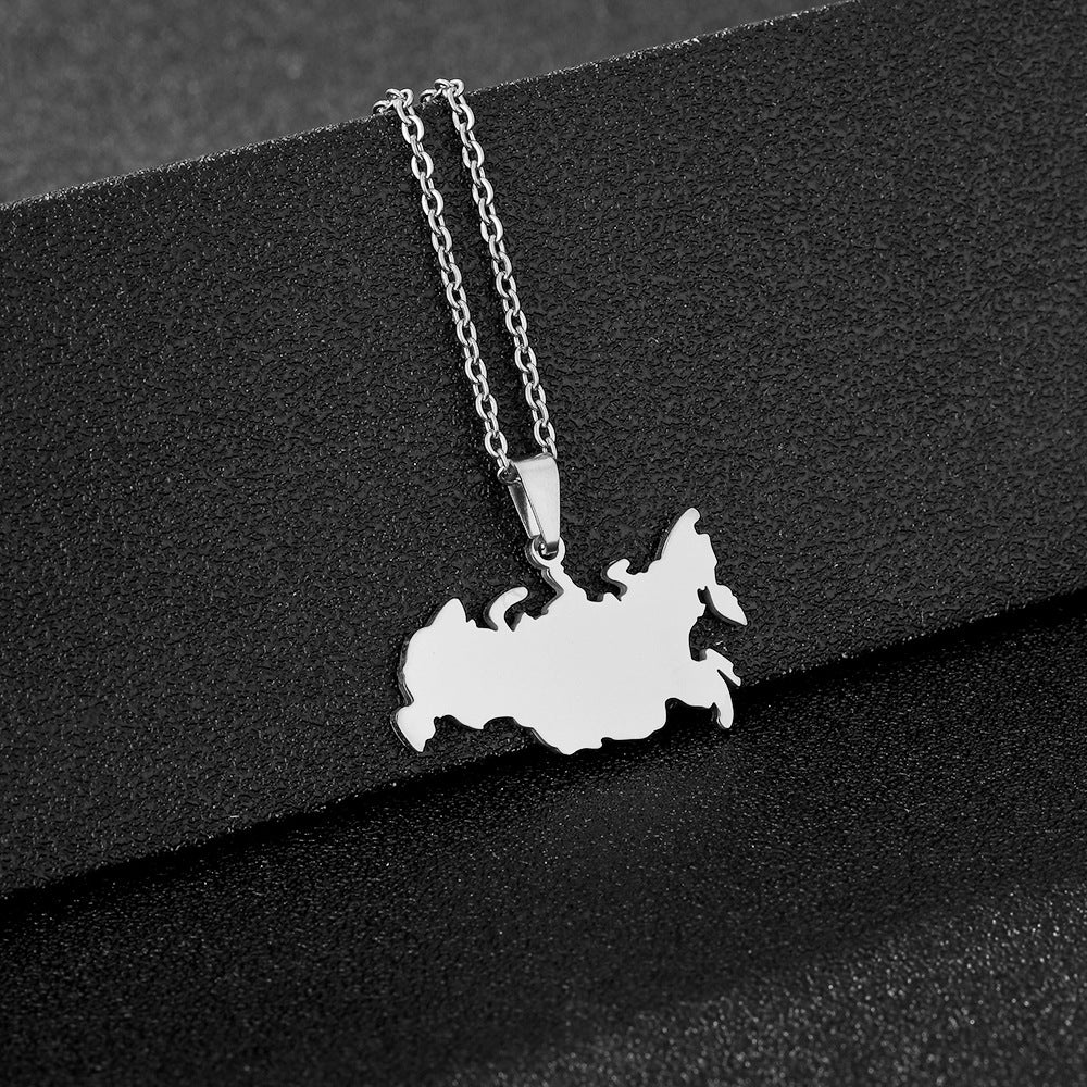 Collana con Ciondolo Geometrico Minimalista in Acciaio Inossidabile con Charm in Acciaio al Titanio e Finitura Placcata, Unisex