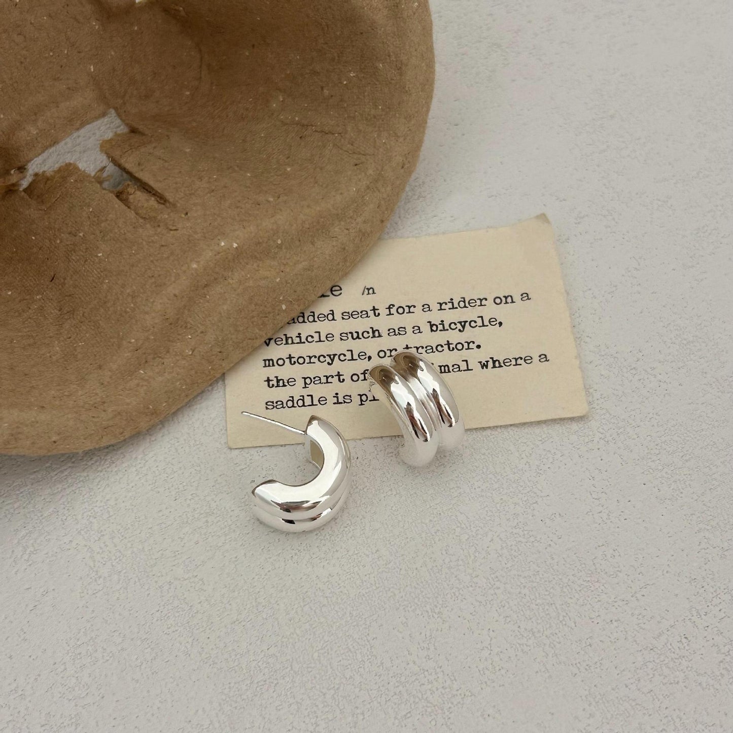 Minimalist Arc-Shaped 925 Sterling Silver Stud Earrings for Women with Plated Finish