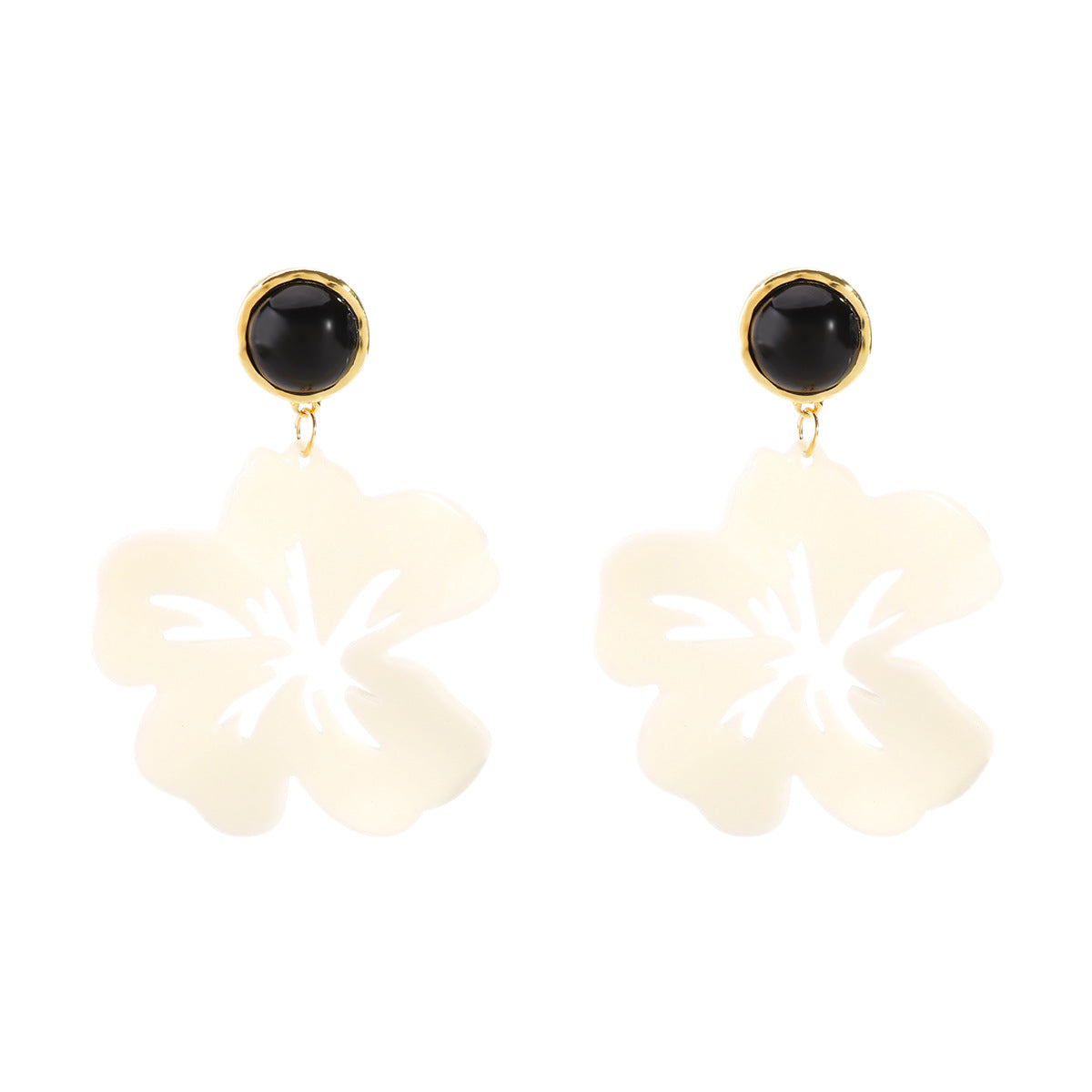 Orecchini a perno floreali minimalisti da donna in lega con finitura placcata, stile estivo da vacanza con design a fiore botanico