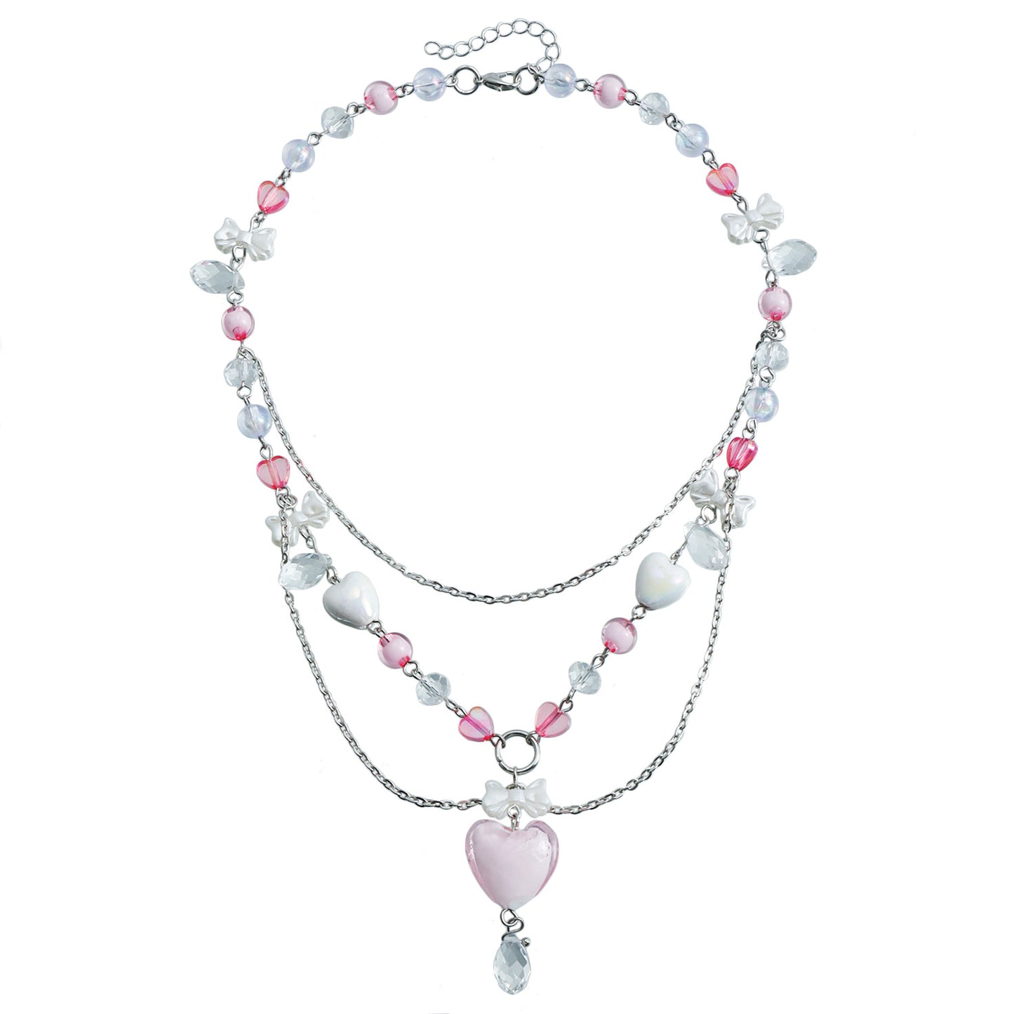 Gargantilla de resina con forma de corazón estilo Y2K y lazo de estrás para mujer