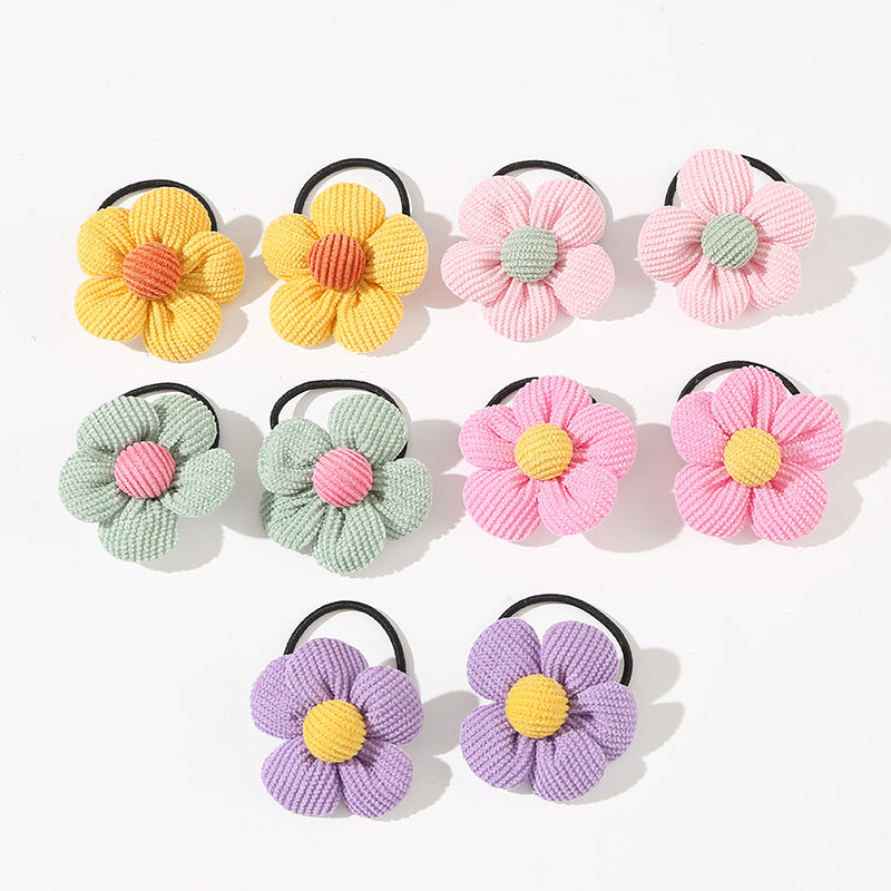 Set di Elastici per Capelli Floreali Carini per Bambini - Accessori per Capelli in Tessuto Colorati a Forma di Fiore, Confezione da 10 Pezzi