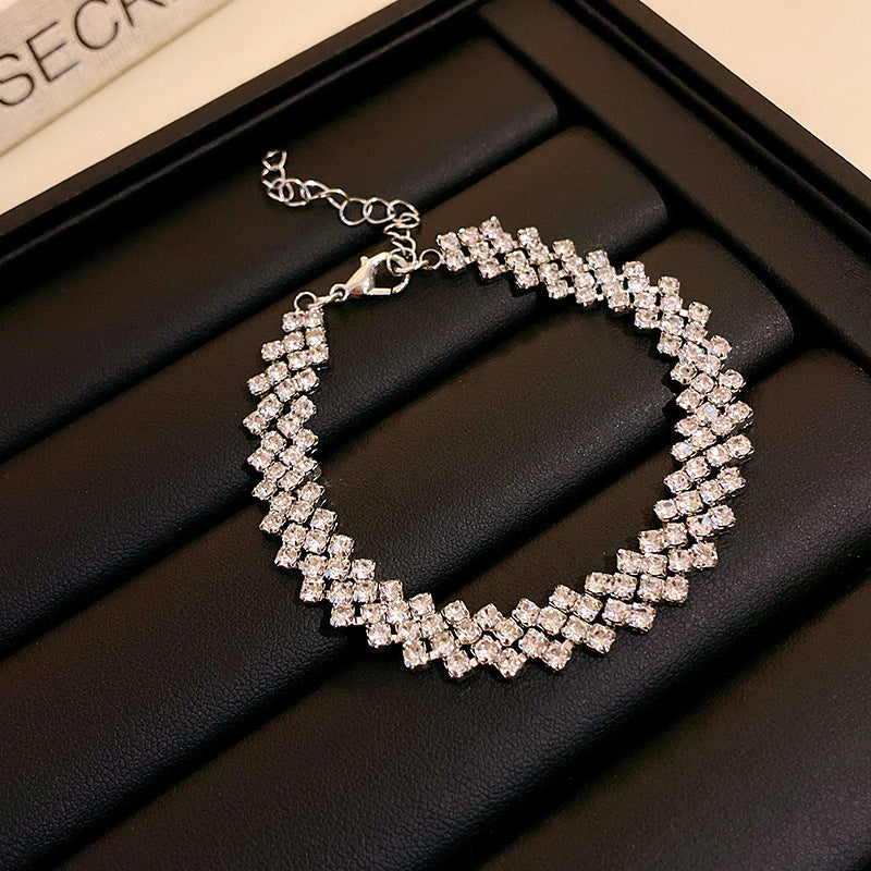 Elegant Heart Floral Brass Plated Inlaid Cubic Zirconia Bracelet for Women