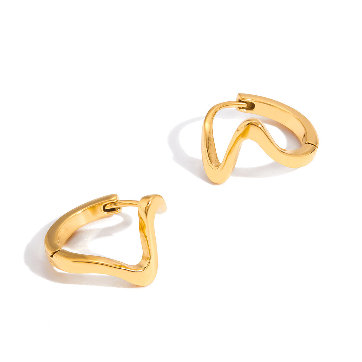 Orecchini a Cerchio Geometrici da Donna in Acciaio Inossidabile Dorato con Dettaglio Linea Minimalista e Finitura in Acciaio al Titanio Premium
