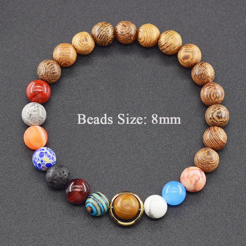 Classic Sweet Natural Gemstone Round Geometric Stretch Bracelet Unisex Jewelry Gift