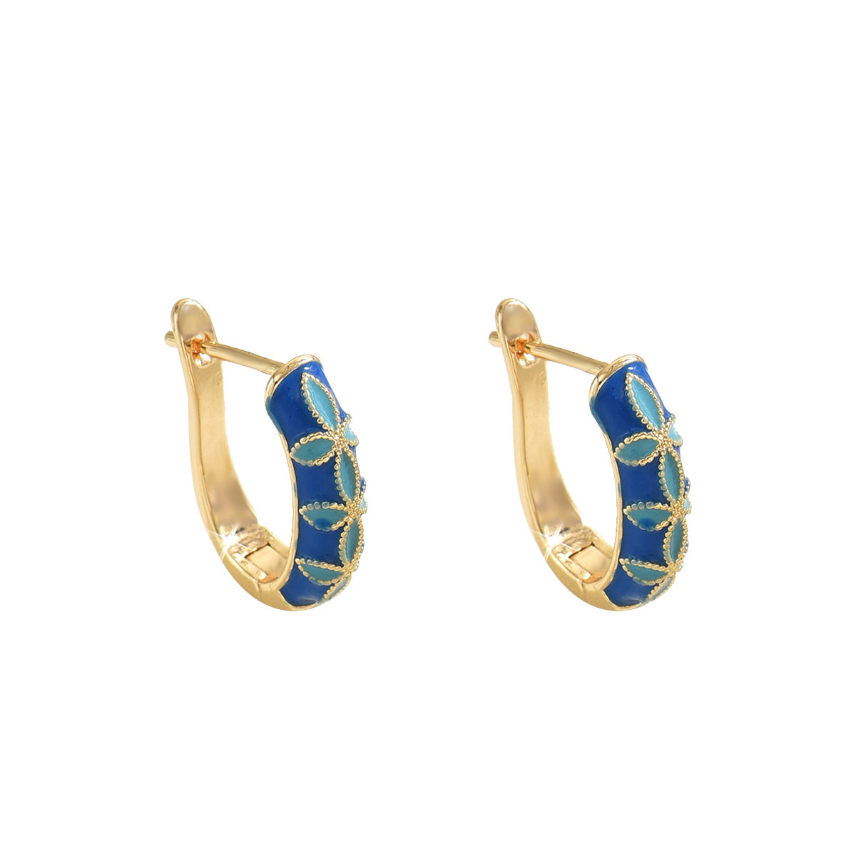 Pendientes Minimalistas Florales Vintage con Diseño de Trébol en Cobre y Acero Inoxidable con Acabado Esmaltado