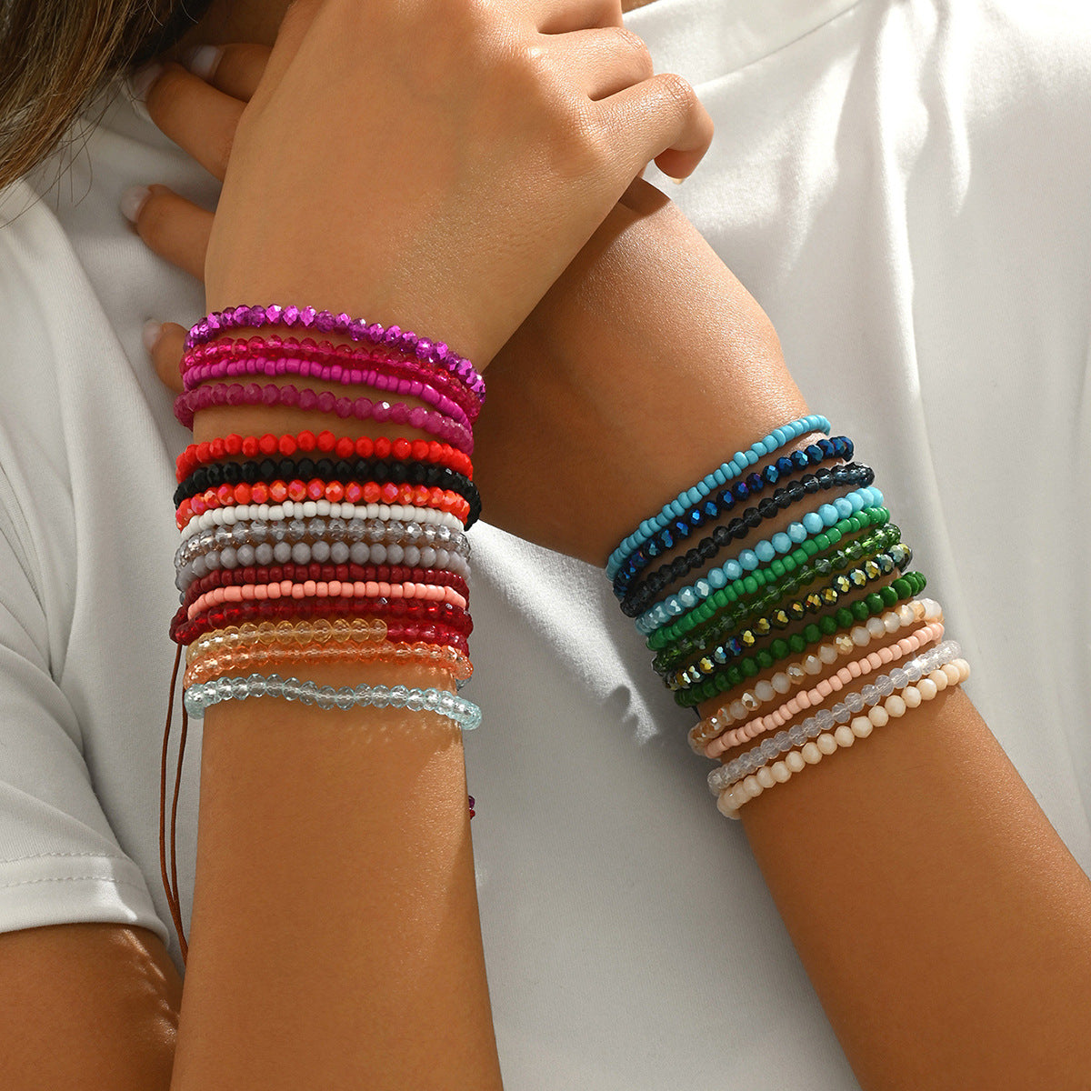 Conjunto de pulseras geométricas para mujer con diseño tejido de cuentas Miyuki de colores para la oficina