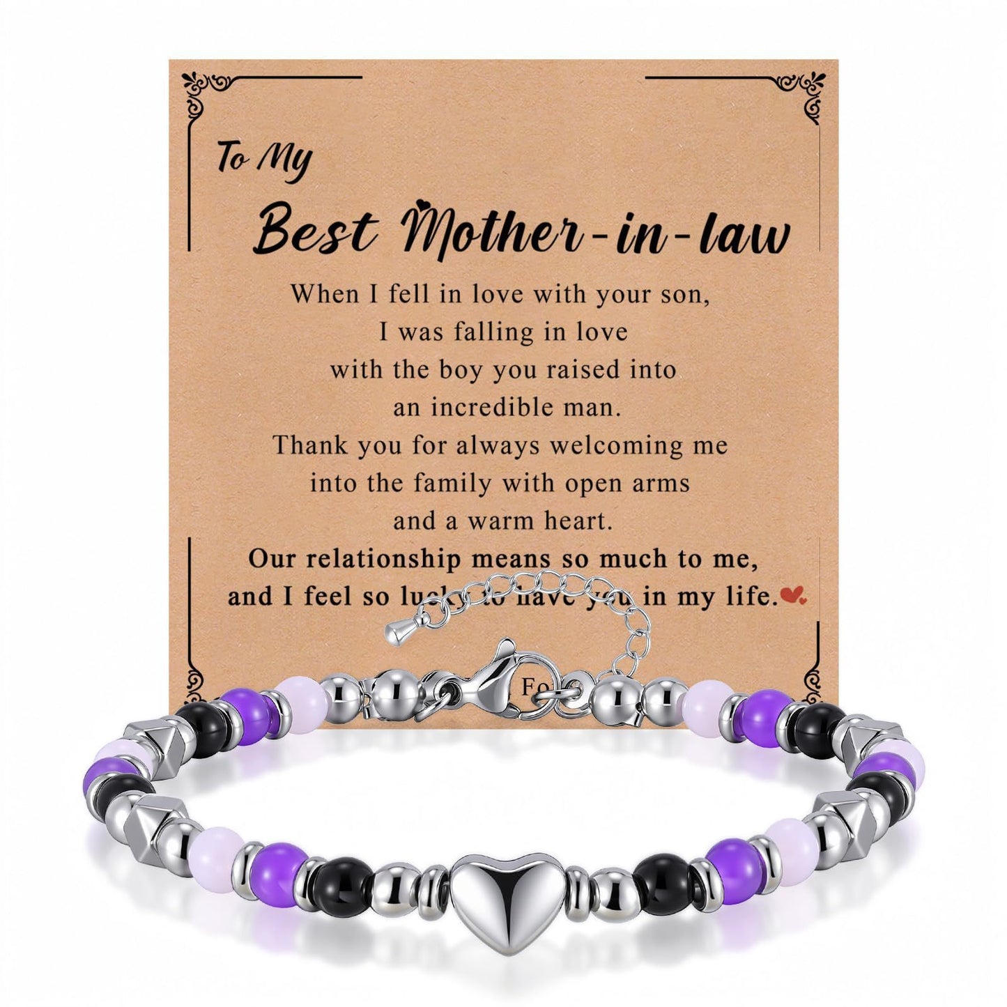 Luxury Heart Geometric Obsidian Amethyst Rose Quartz Bracelet for Women