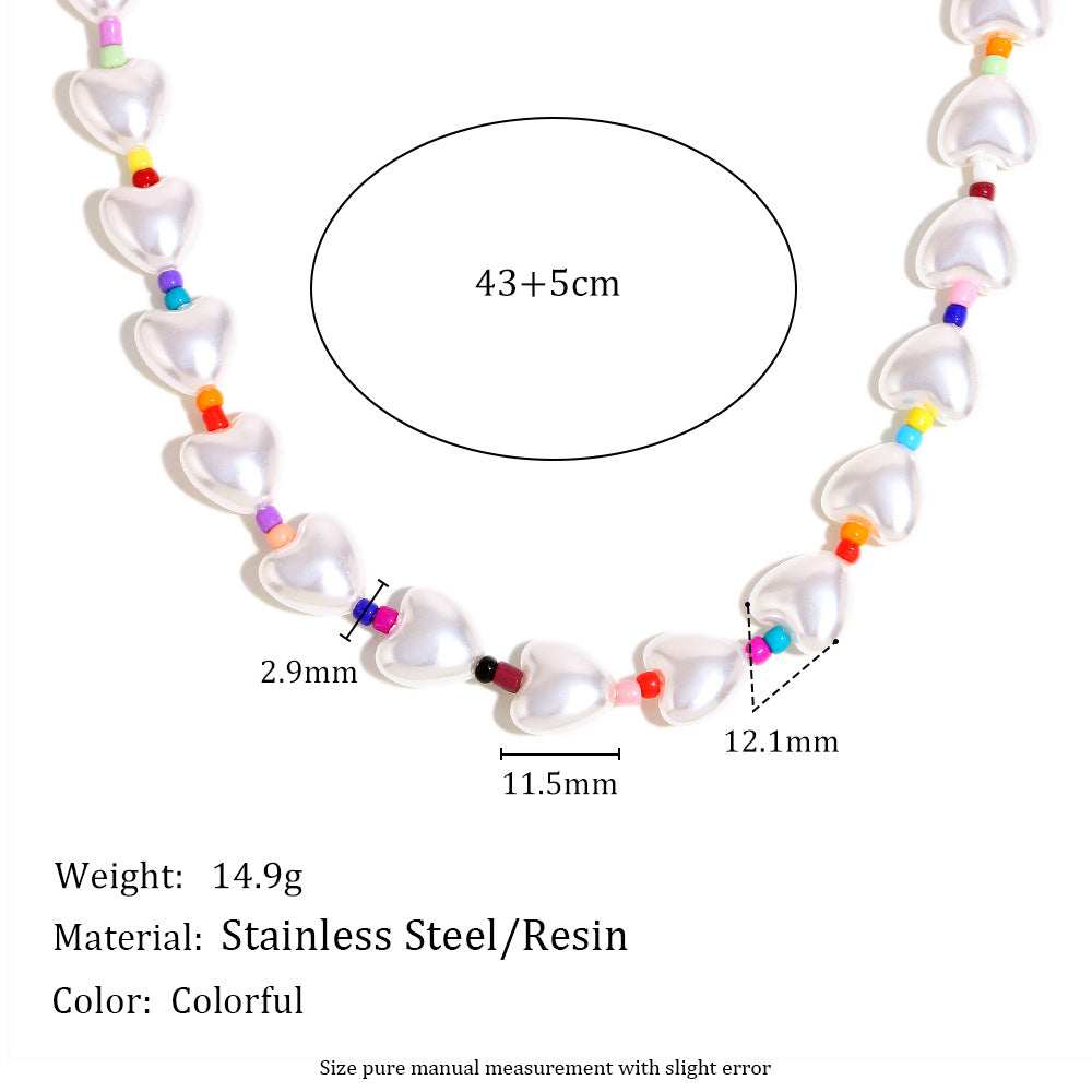 Collana da donna alla moda a forma di cuore, in acrilico in stile vintage, con base in acciaio inossidabile e placcatura in oro 18 carati