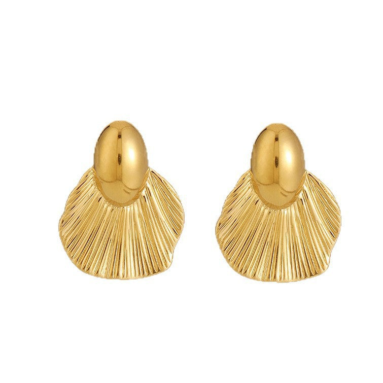 Elegant Geometric Fish Tail Stainless Steel Stud Earrings for Women