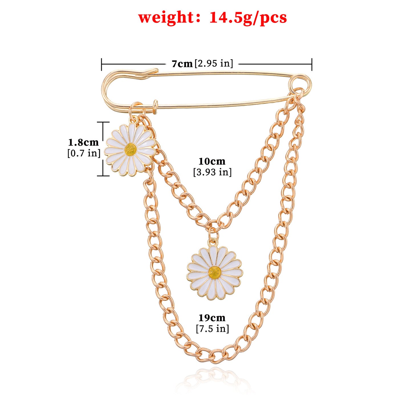 Minimalist Floral Daisy Chain Brooch for Men and Women - Alloy Plated Fashion Accessory, Unisex Design, Trendy Office Wear Jewelry