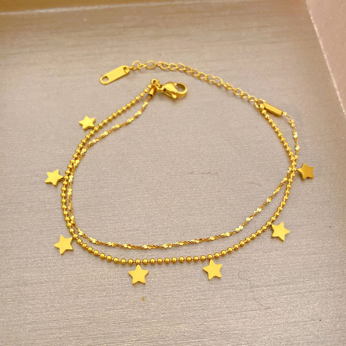 Minimalist Sweet Double Layer Star Titanium Steel Plated Bracelet