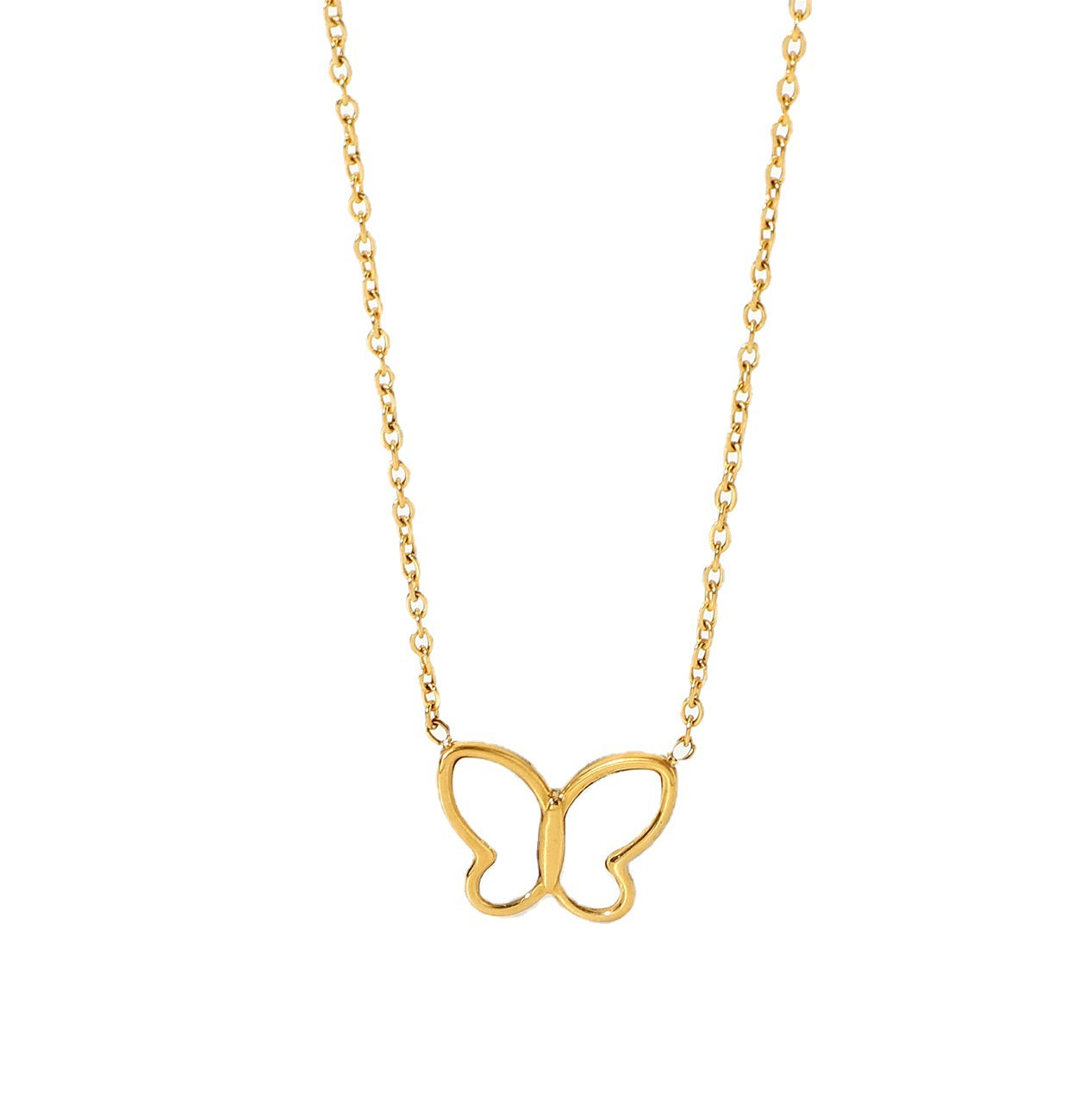Collar con colgante de mariposa de acero inoxidable con chapado en oro de 14K para mujer, cadena de cuentas redondas, diseño minimalista inspirado en animales