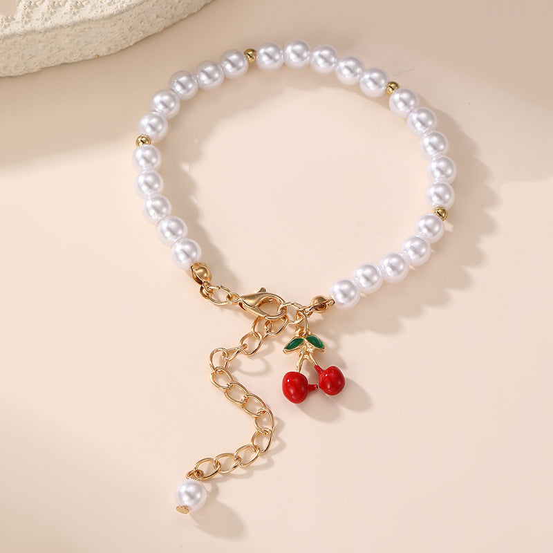 Braccialetto vintage geometrico irregolare con perle artificiali e ciondolo a forma di stella per ragazze