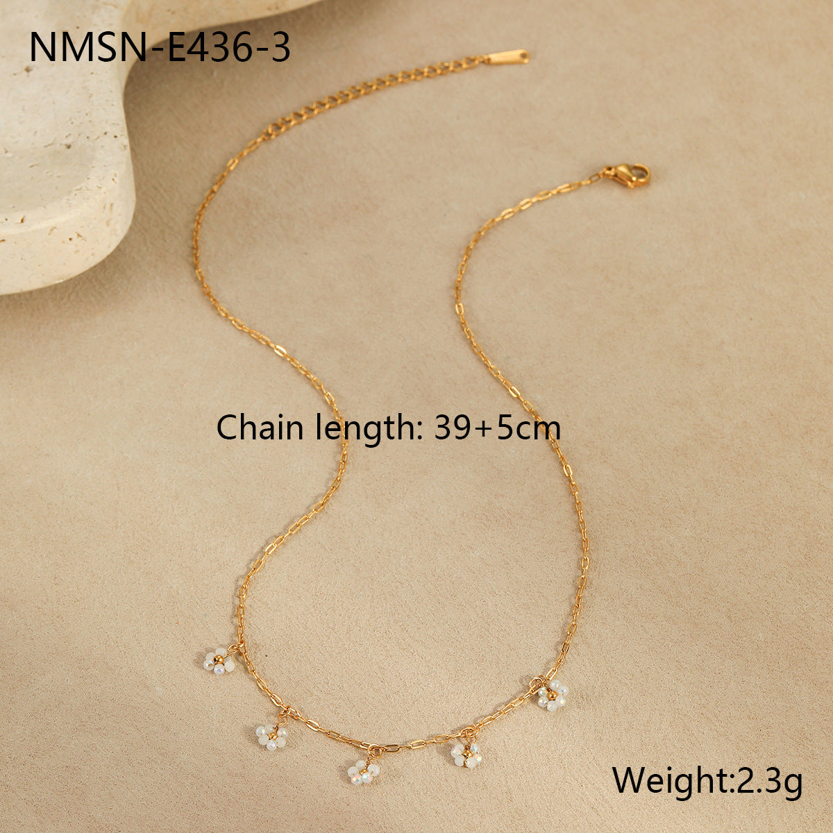 Set collana da donna con fiore di perline fatto a mano in stile bohémien, ciondolo in acciaio inossidabile con forma geometrica e finitura placcata, accessorio per vacanze estive al mare