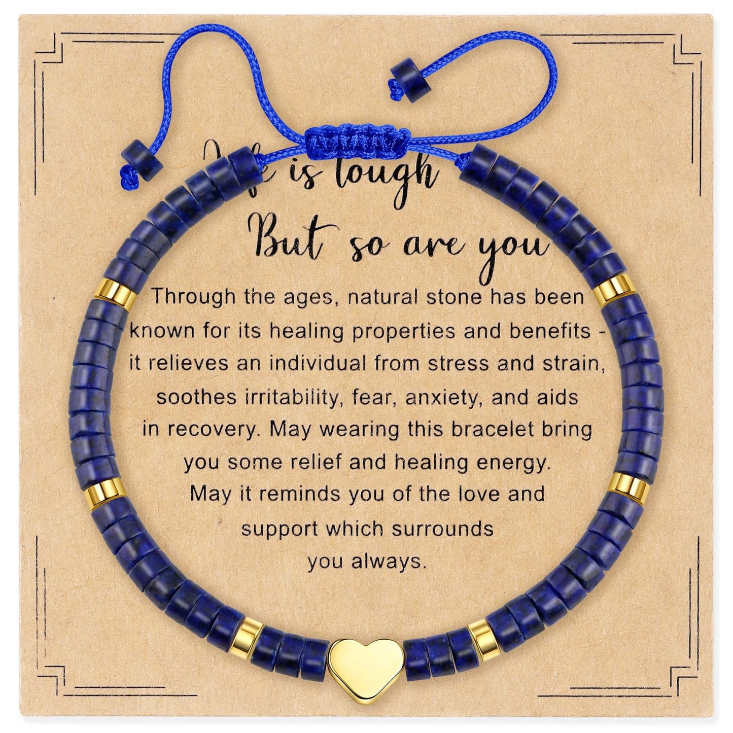 Elegant Heart Geometric Natural Gemstone Beaded Bracelet for Women