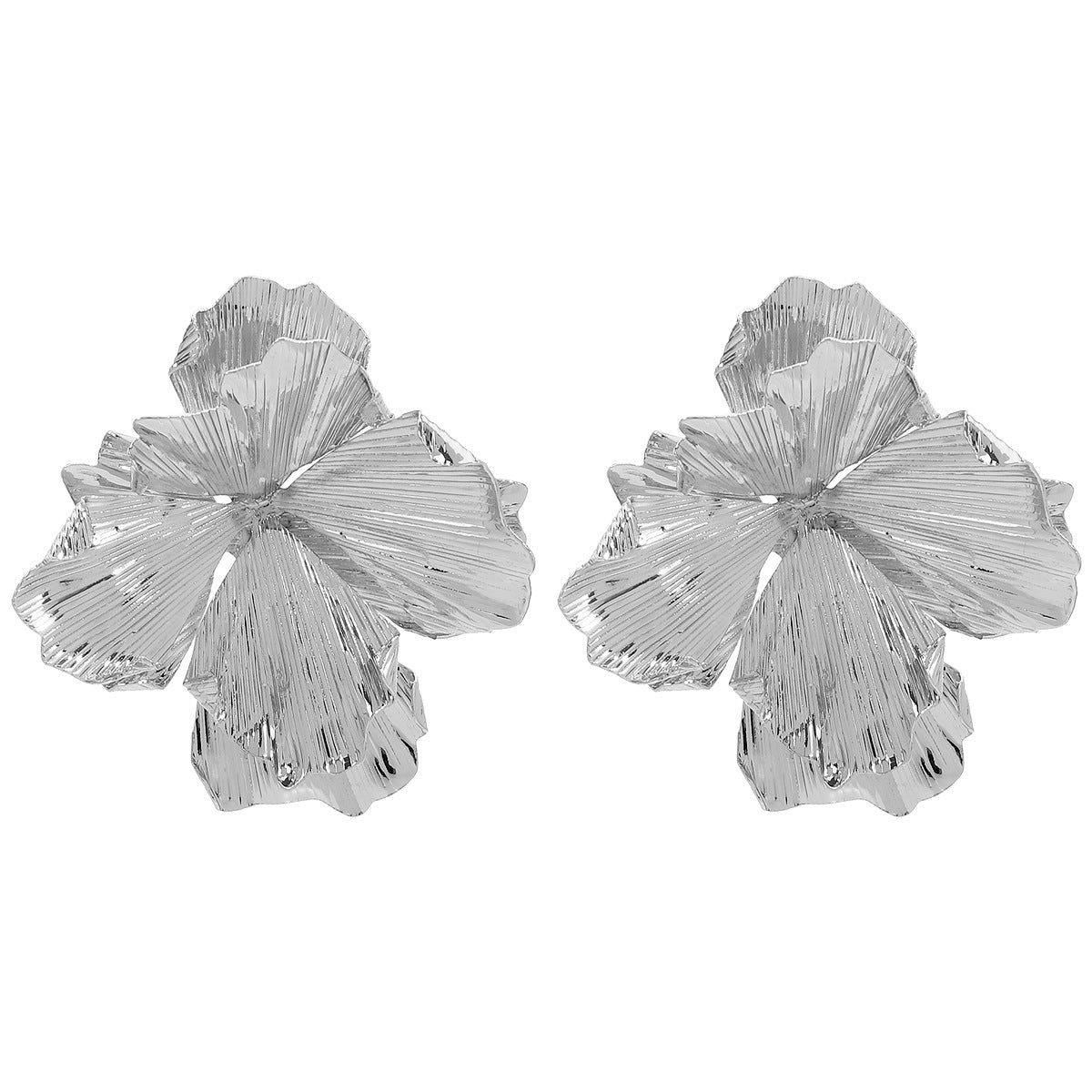 Pendientes de botón florales Fashion-Commuter de hierro con acabado galvanizado para mujer
