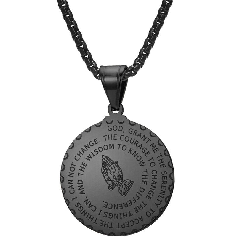 Collana con Pendente Rotondo Minimalista in Acciaio Inossidabile con Ciondolo in Acciaio al Titanio e Finitura Elettroplaccata per Uomo e Donna