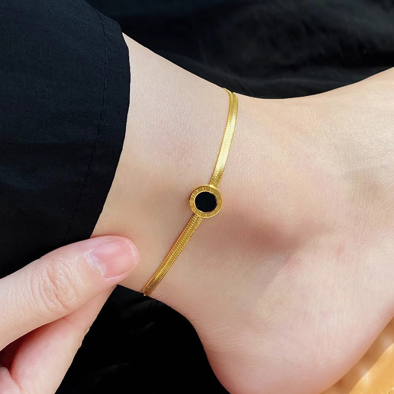 Bracciale Minimalista Geometrico Placcato in Acciaio al Titanio per Donna e Uomo con Design Numeri Romani Gioielli Eleganti di Lusso