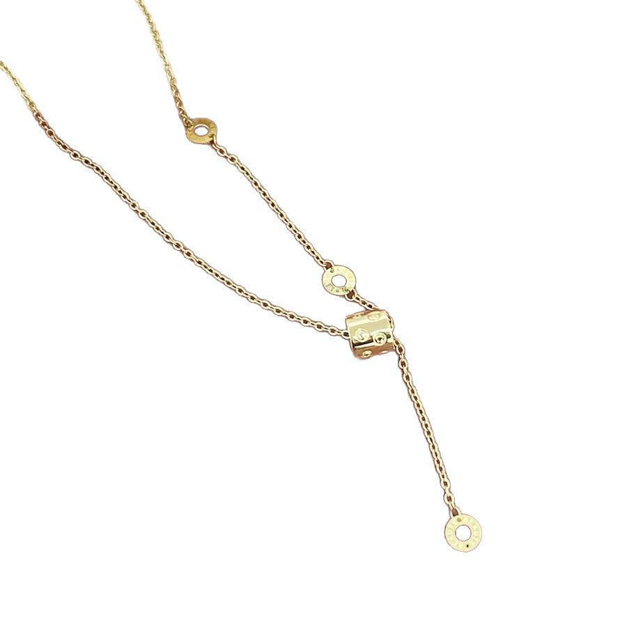 Minimalist Luxury Titanium Steel Plated Smile Tassel Necklace for Women