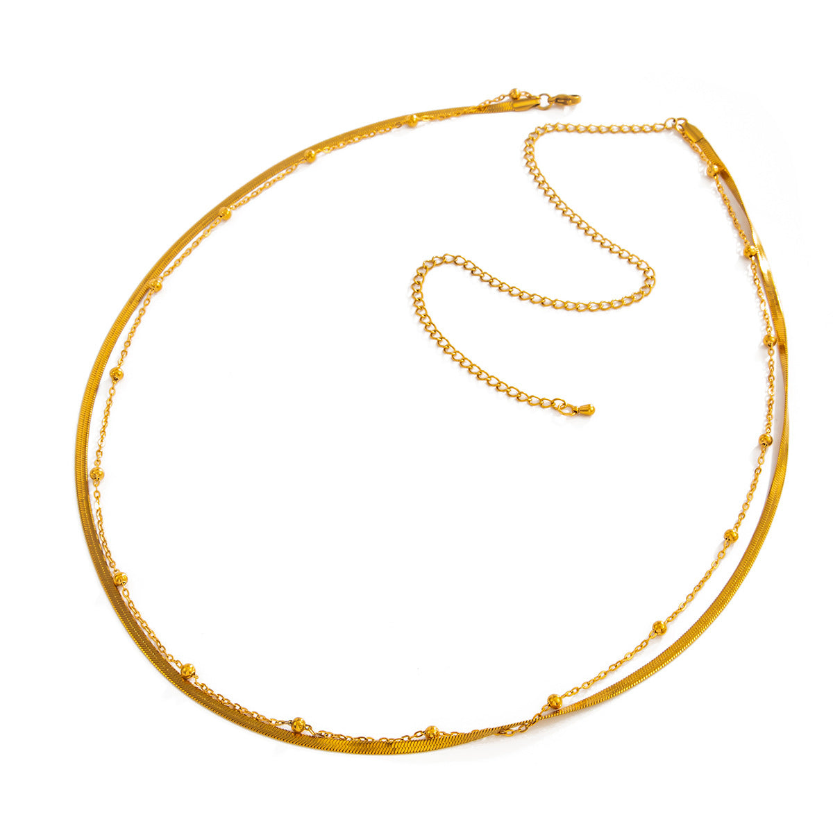 Minimalist Elegant Polished Stainless Steel Round Bead Snake Chain Body Chain for Women