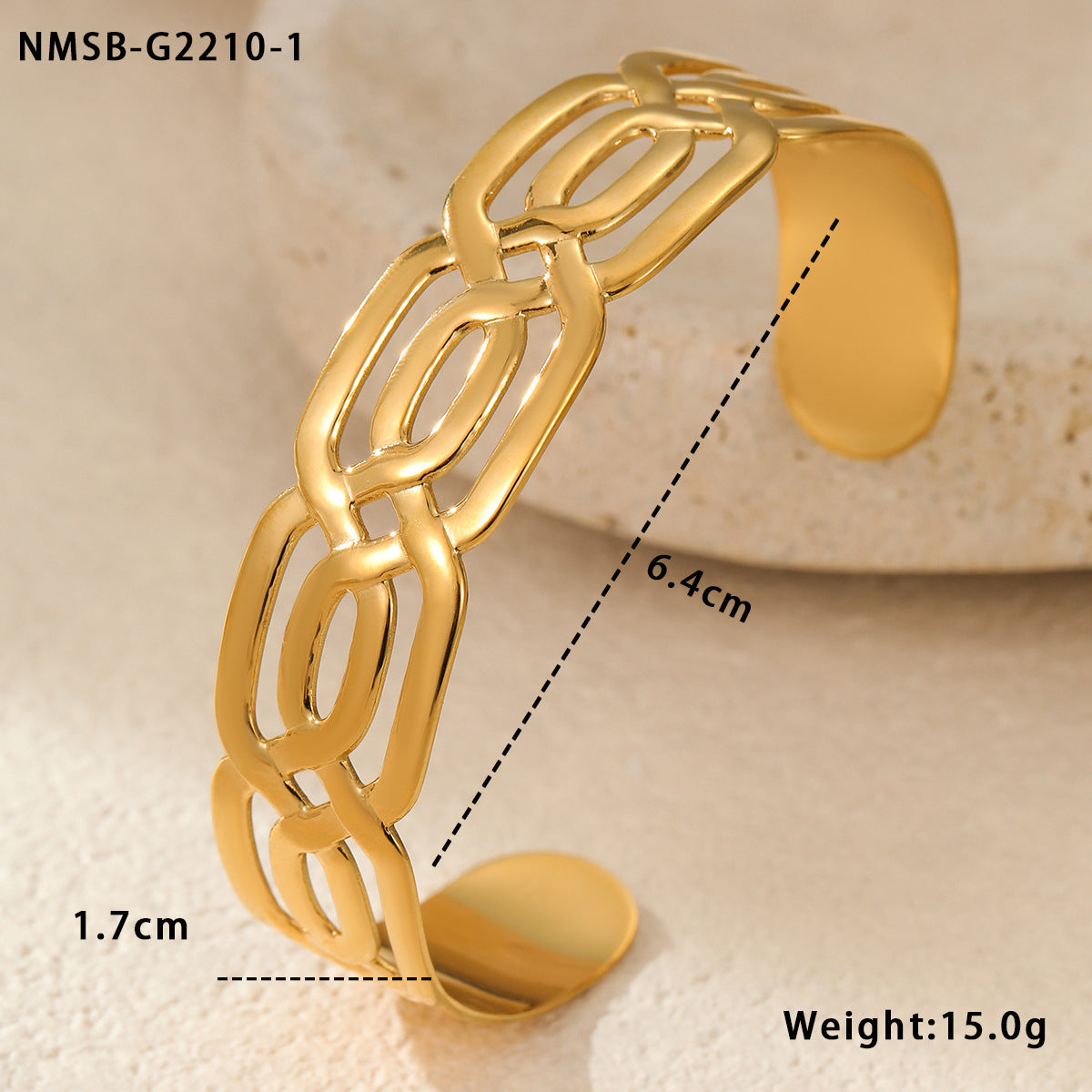 Fashion OL Geometric Hollow 18K Gold Plated Stainless Steel Bracelet for Women