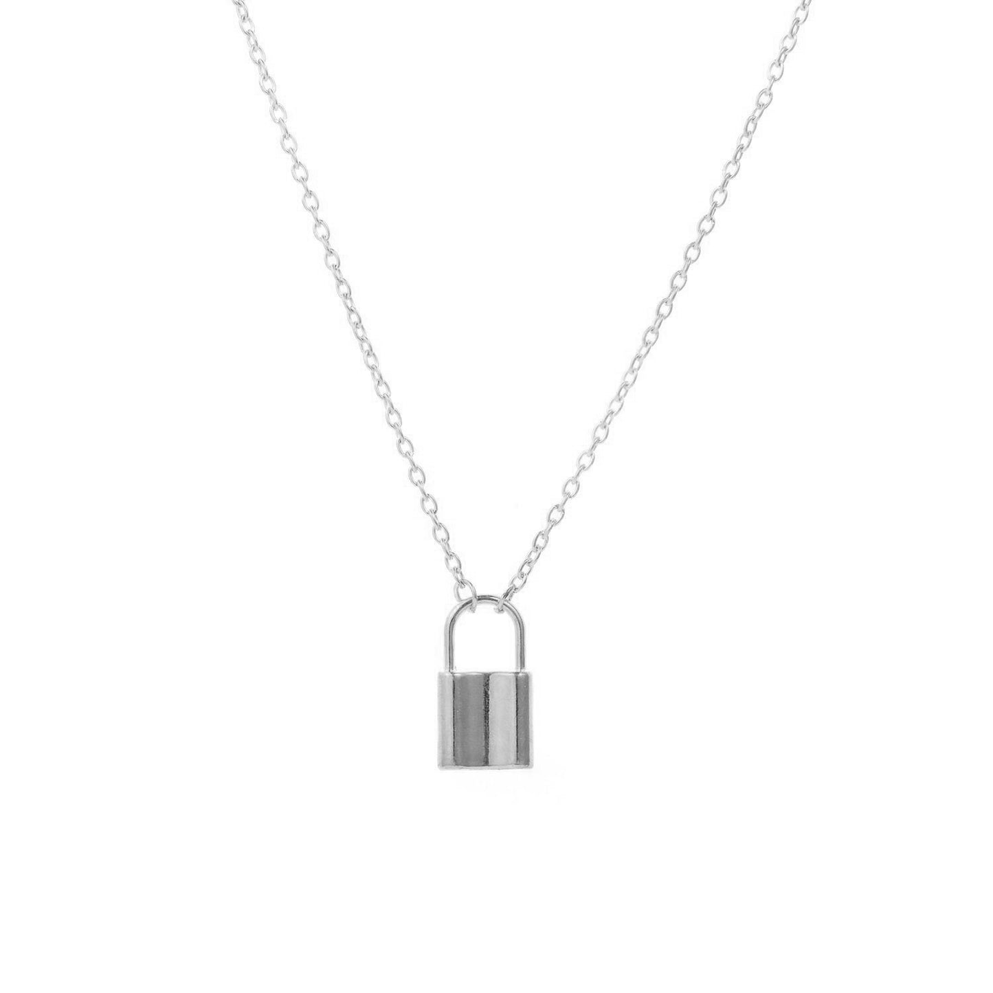 Collana da donna con ciondolo geometrico a lucchetto, lega, catena a croce, smalto vintage, collana da ufficio