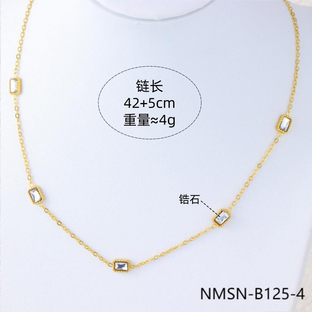 Collana minimalista geometrica da donna in acciaio al titanio con placcatura in oro e zirconi colorati