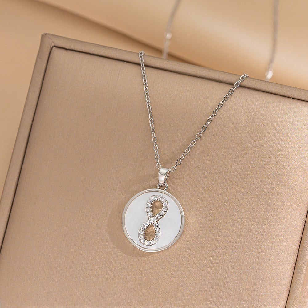 Collana a catena a serpente da donna minimalista geometrica in acciaio inossidabile e titanio con numeri in zirconi micropavé