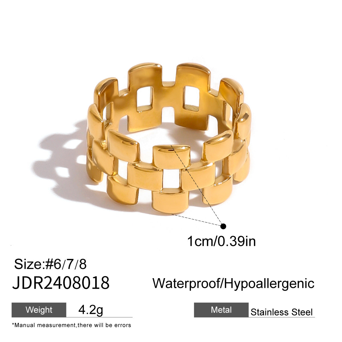 Minimalist Luxury Geometric Stainless Steel PVD Ring for Women