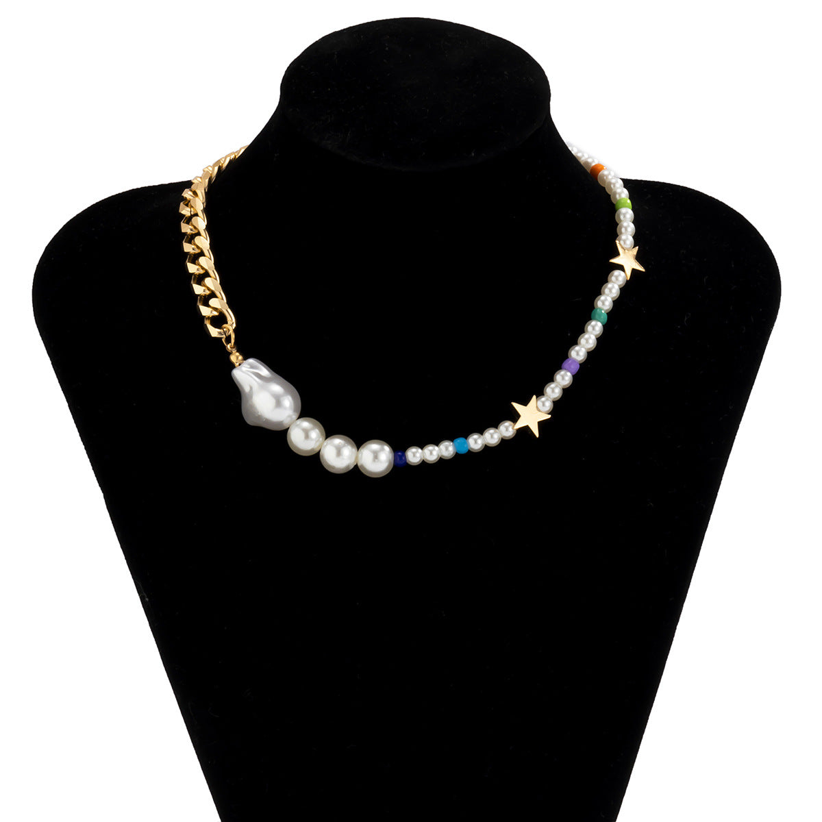 Minimalist Star-Shaped Alloy Clavicle Necklace with Imitation Pearl Accents for Women