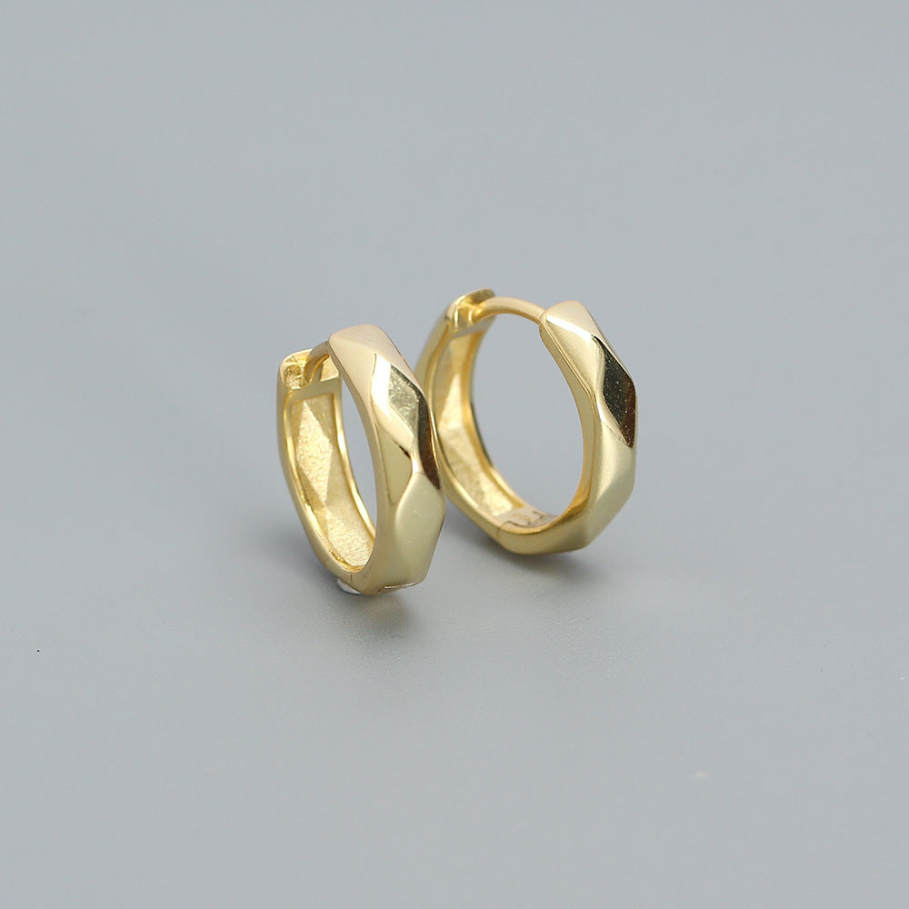 Orecchini a polsino a forma geometrica in Argento Sterling S925, placcati, per un look unisex alla moda e per tutti i giorni