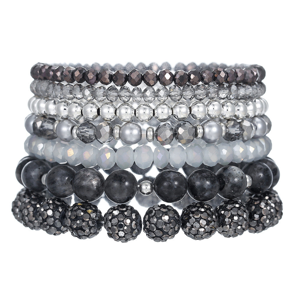 Bohemian Multi-Layer Geometric Glass Bead Rhinestone Bracelet for Women