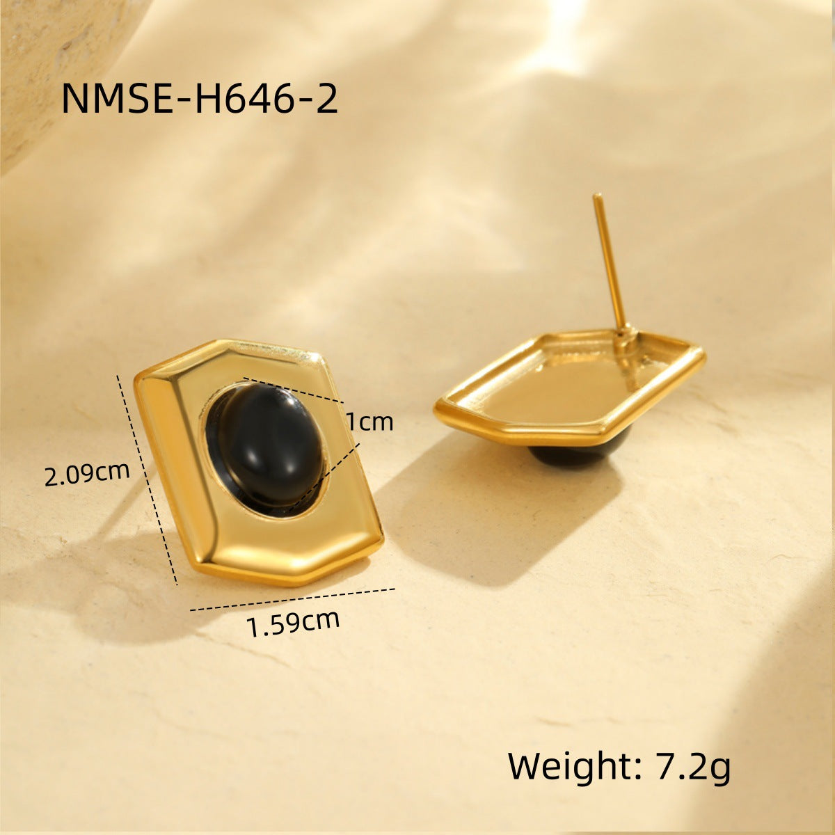 Orecchini da donna esagonali geometrici a scudo d'ispirazione vintage in acciaio inossidabile placcato oro 18K