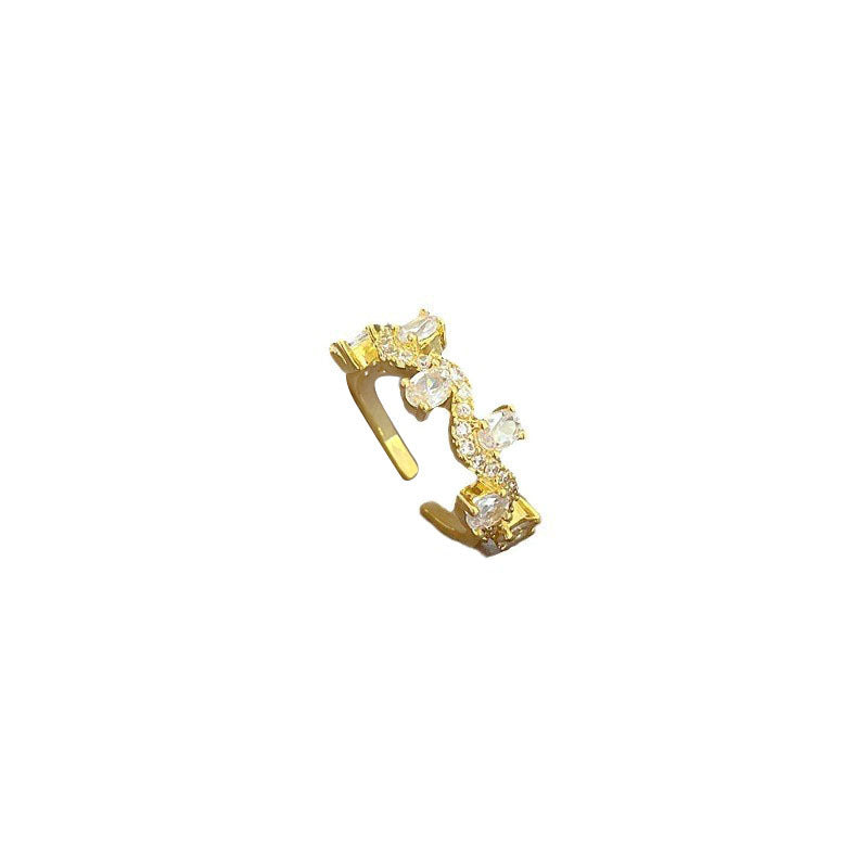 Anello da donna regolabile in ottone placcato oro a forma di corona in stile fumetto