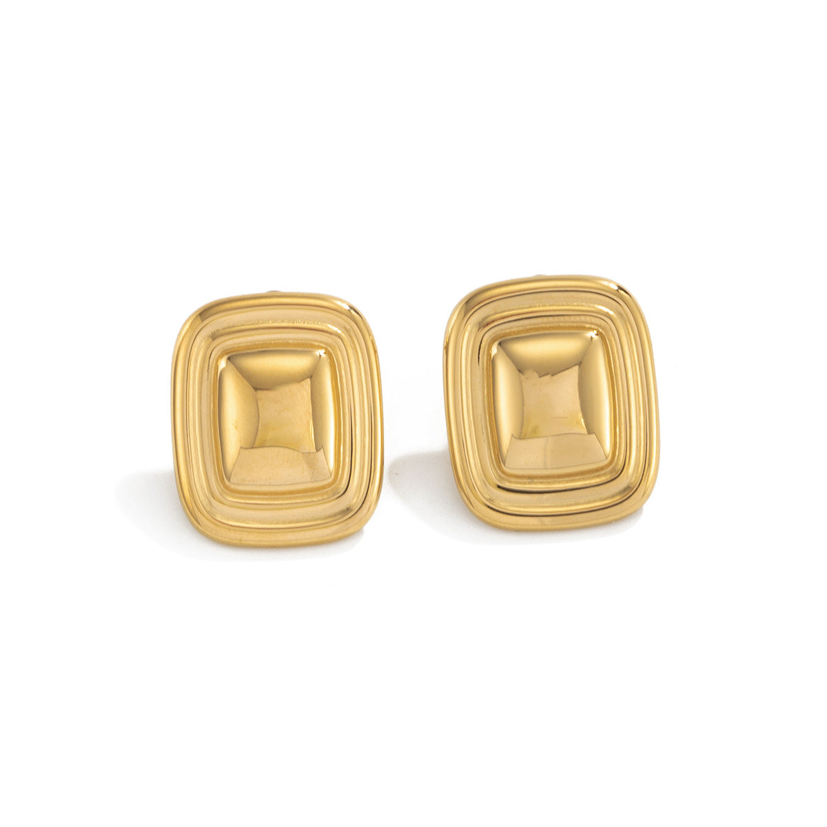 Minimalist Elegant Square Geometric 18K Gold Plated Stainless Steel Earrings for Women