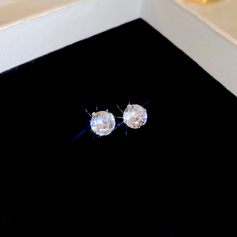 Aretes minimalistas geométricos de circonita para mujer con postes de plata de ley 925