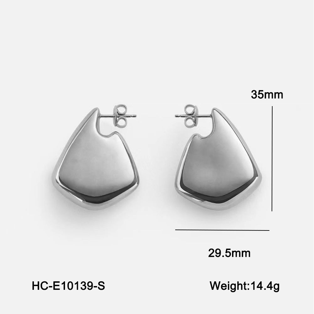 Pendientes colgantes geométricos minimalistas de acero inoxidable con acabado pulido para mujer