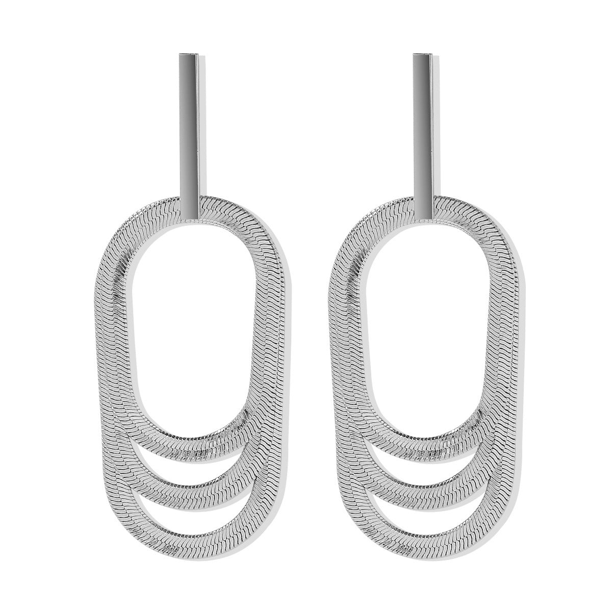 Pendientes de aro de metal geométricos calados de estilo vintage con acabado galvanizado para mujer