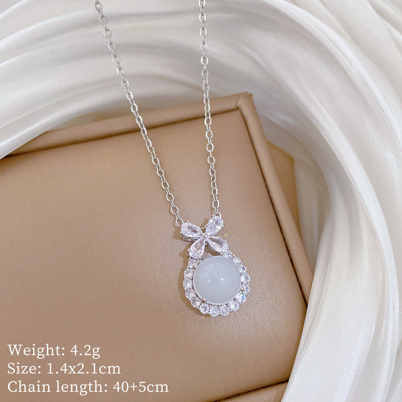 Sweet Elegant Geometric Brass Pendant Titanium Steel Plated Jewelry Set for Women