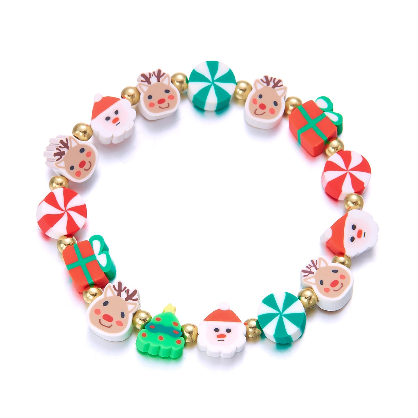 Fashion-Commuter Style Cartoon Character Beaded Bracelet for Women with Snowflake and Christmas Bell Charms
